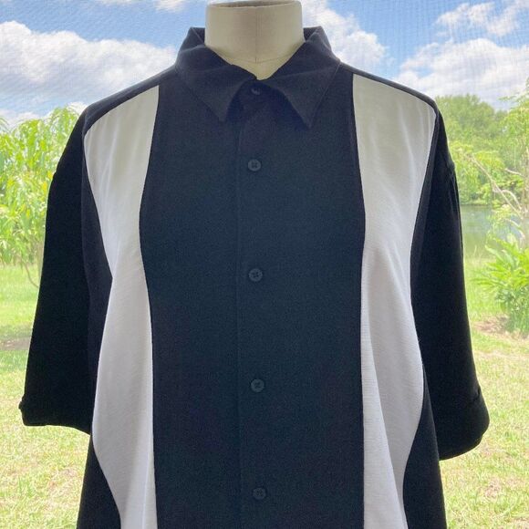 Cubavera Men's Short Sleeve Button black and white NWT size Large - Picture 4 of 6